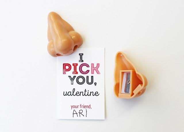 NOSE PENCIL SHARPENER CLASS VALENTINES (FREE PRINTABLE)